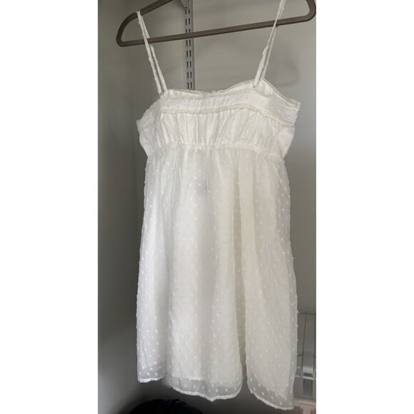 NWT Lulus White Swiss Dot Babydoll Mini Dress Women’s Small - Picture 9 of 10